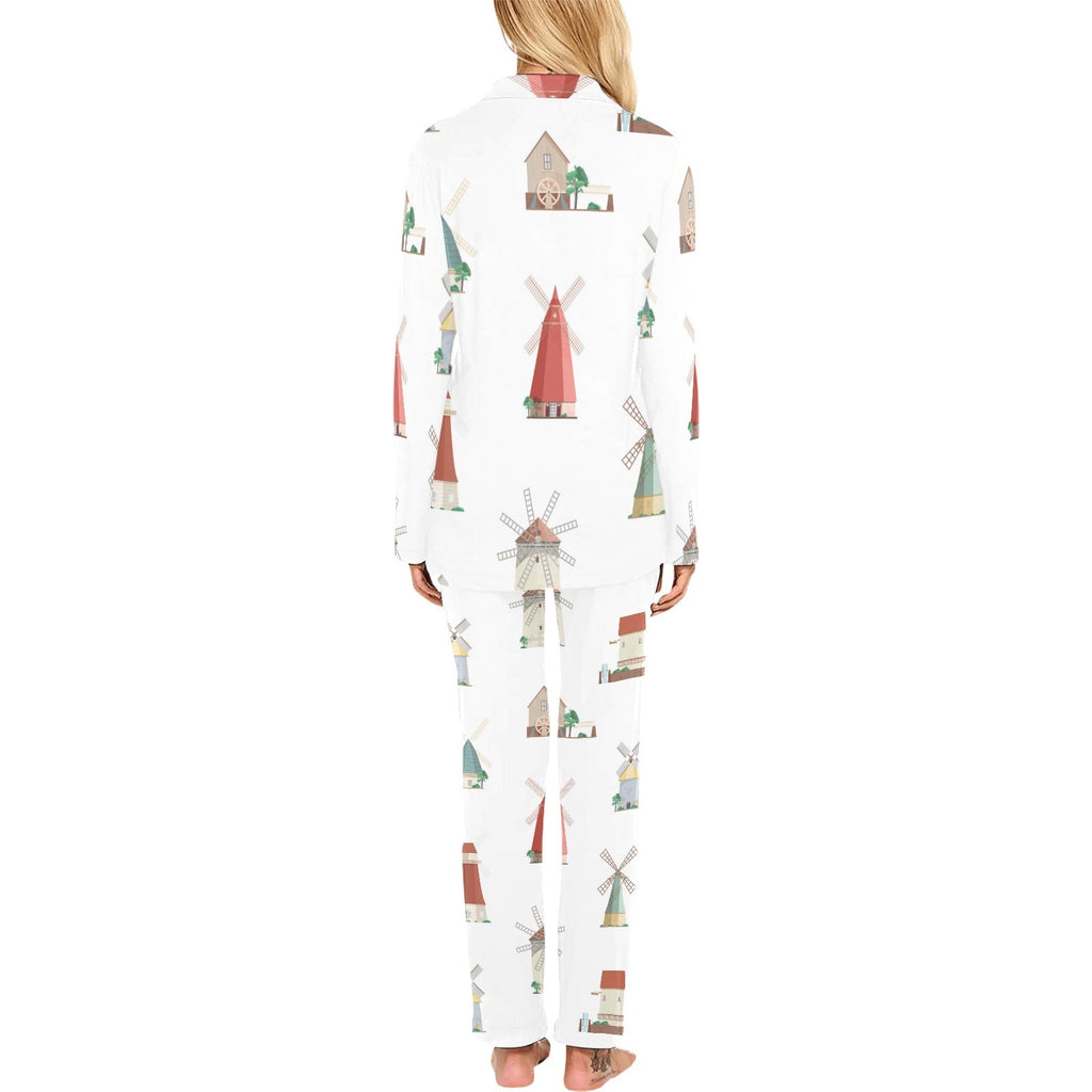 windmill design pattern Women's Long Pajama Set